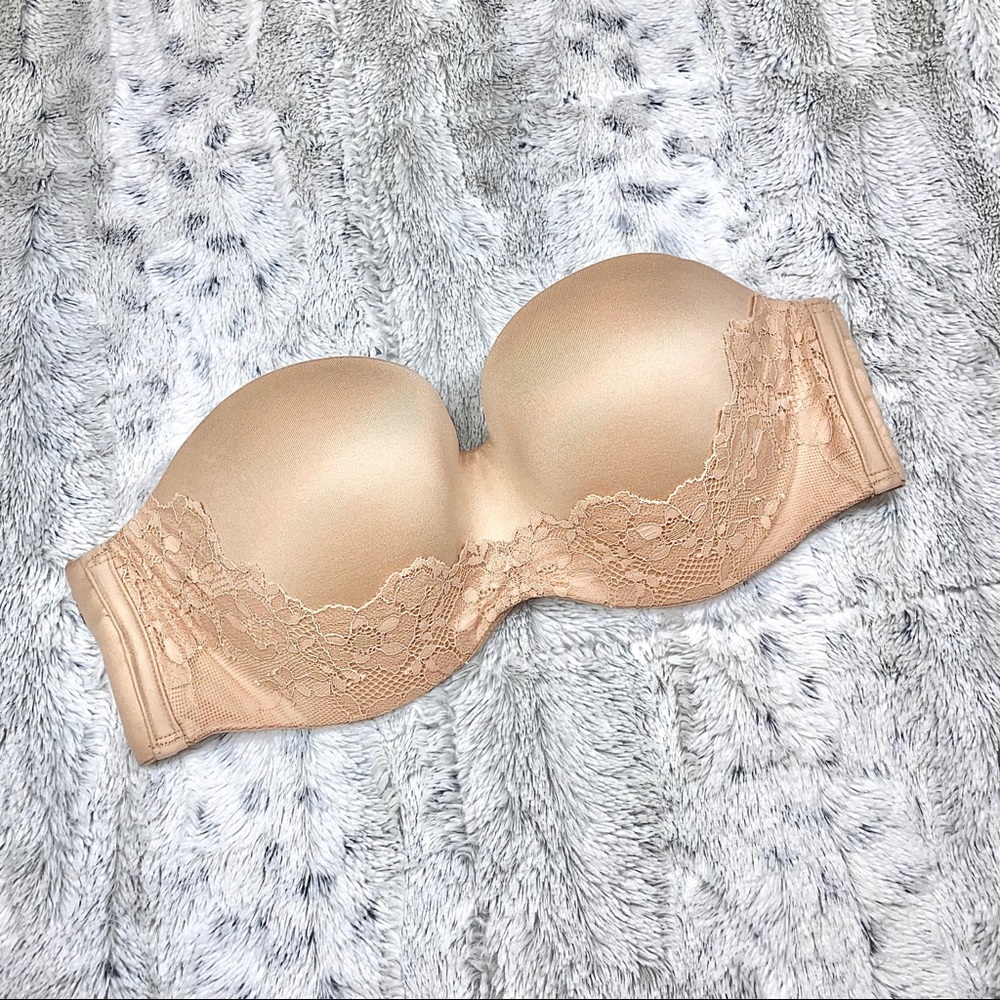 💖Victoria’s Secret Body By Victoria Strapless Bra in NUDE, Size: 34D